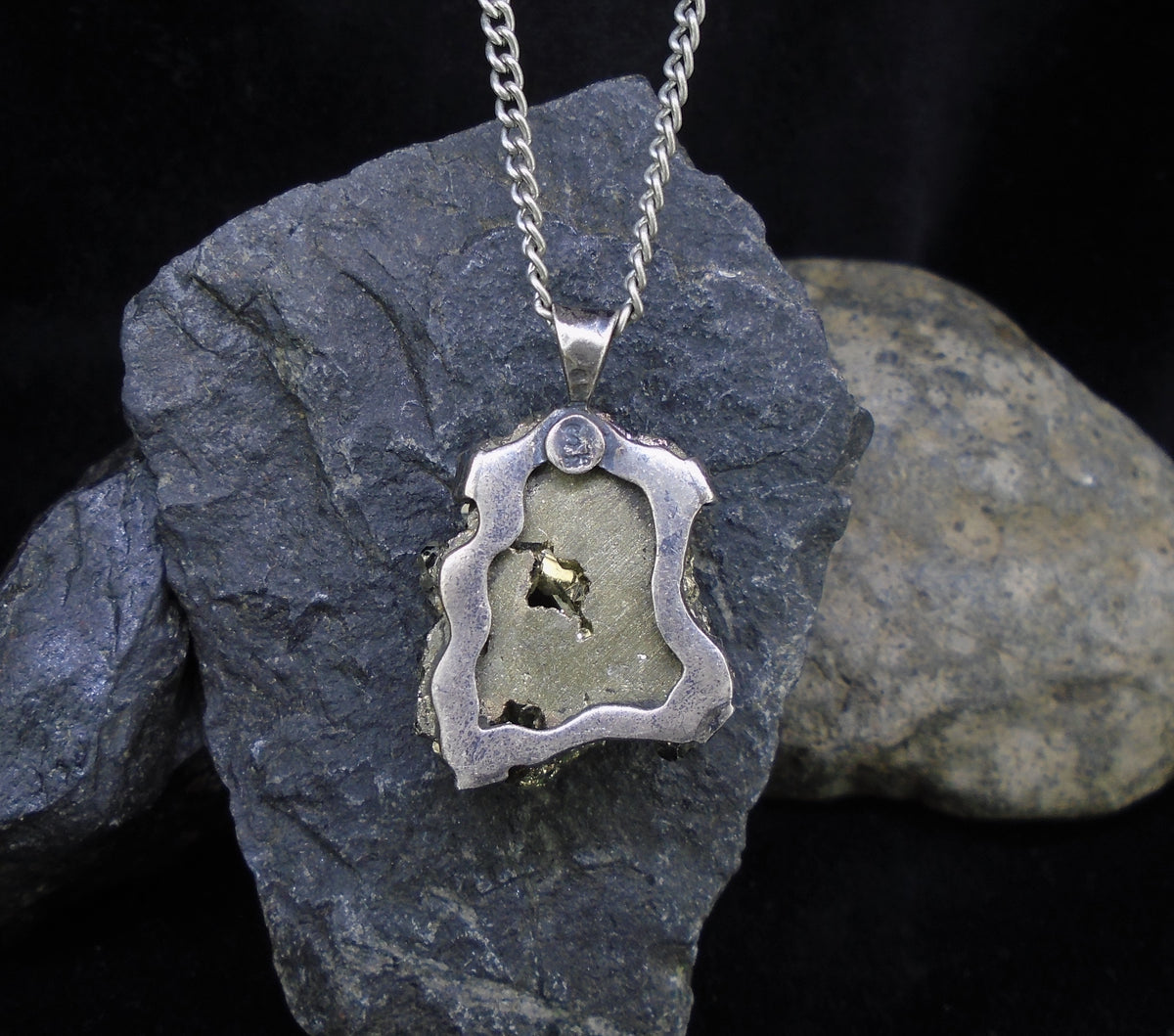 Glittering Pyrite Sterling Silver Pendant