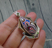 Fordite & Multi-Gemstone Sterling Silver Pendant