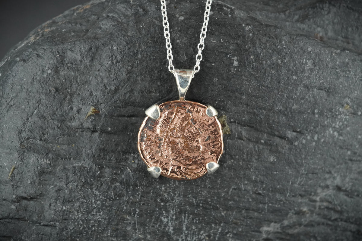 Ancient Roman Coin Sterling Silver Pendant