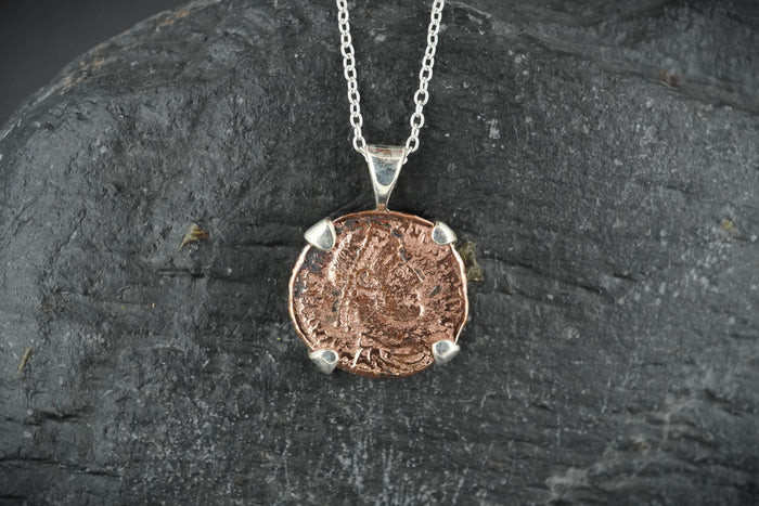 Ancient Roman Coin Sterling Silver Pendant
