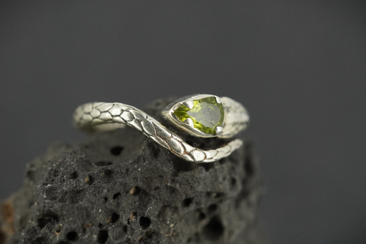 Peridot Sterling Silver Serpent Ring
