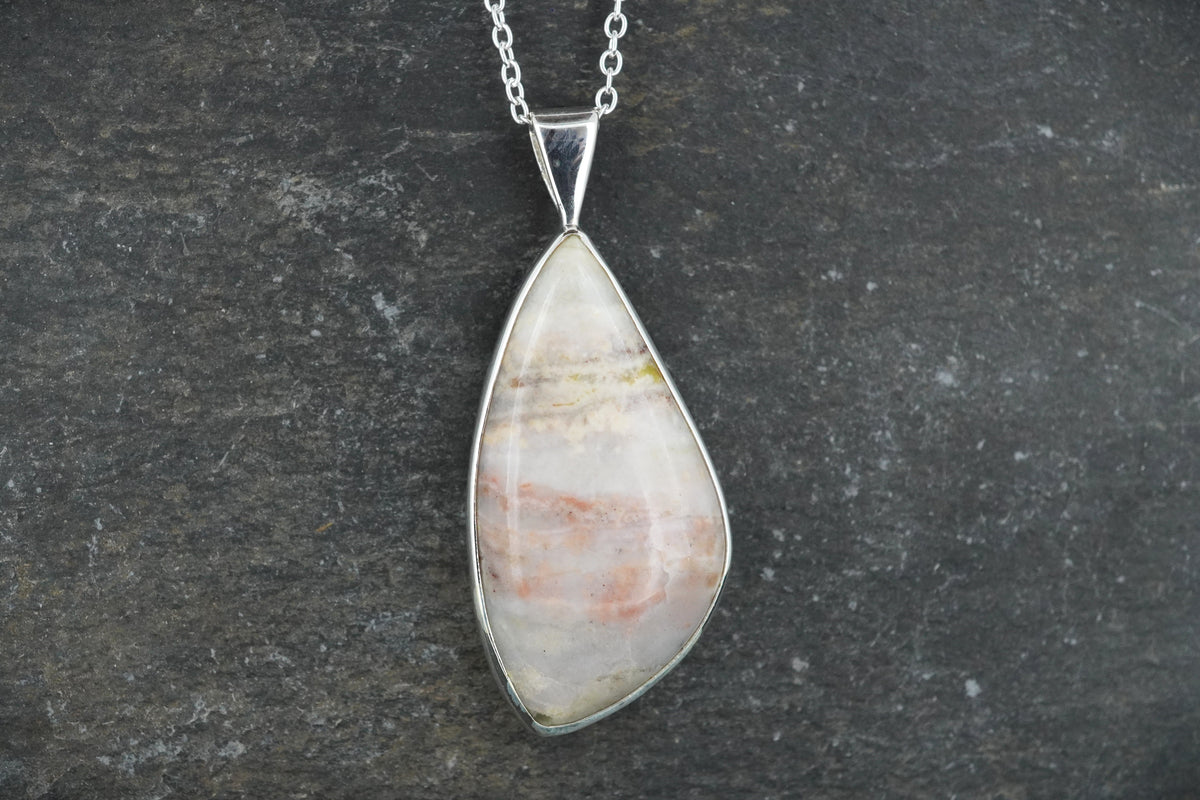 Rare Pink Skye Marble Sterling Silver Pendant