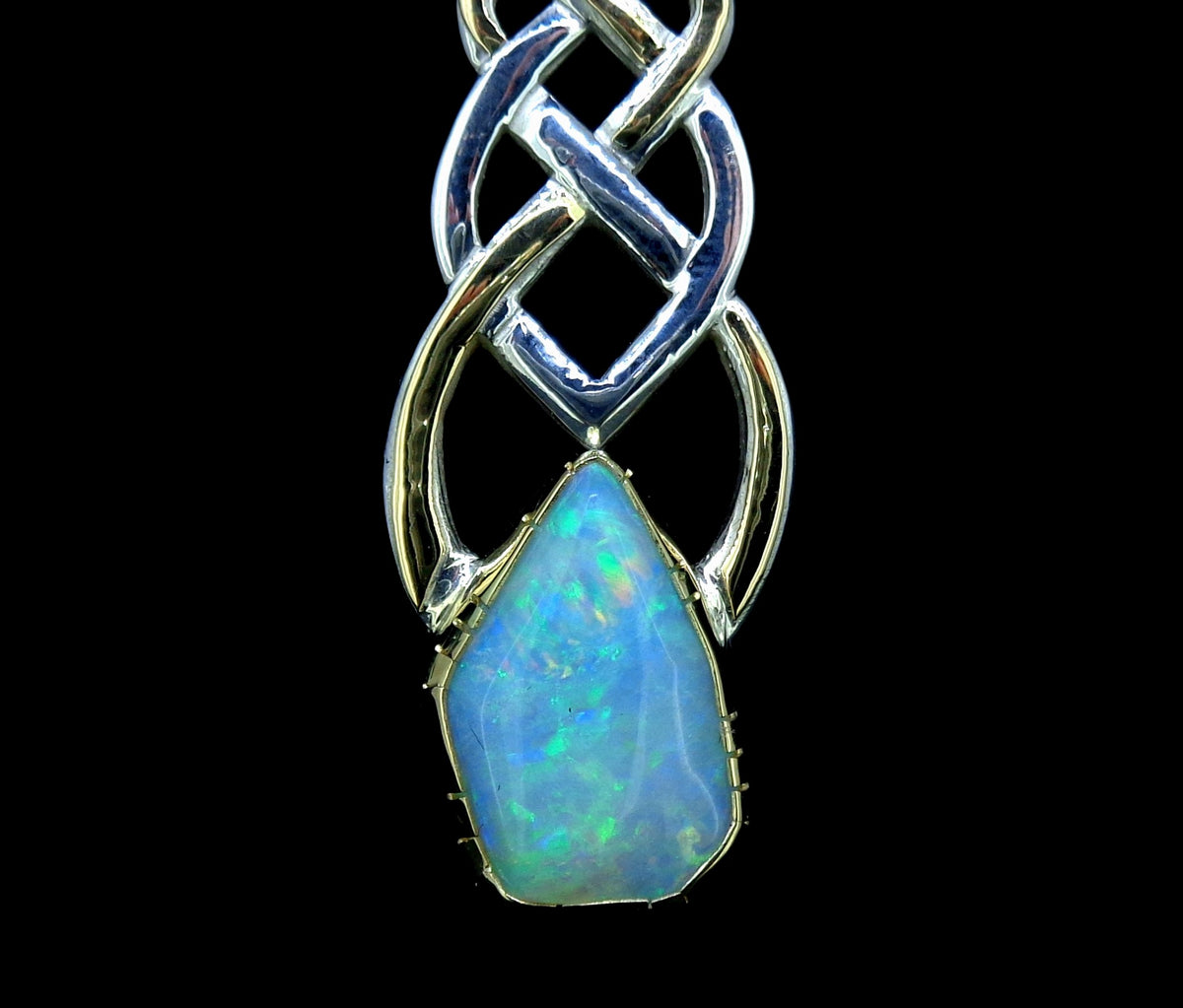 Crystal Opal Sterling Silver & 18ct Gold Pendant