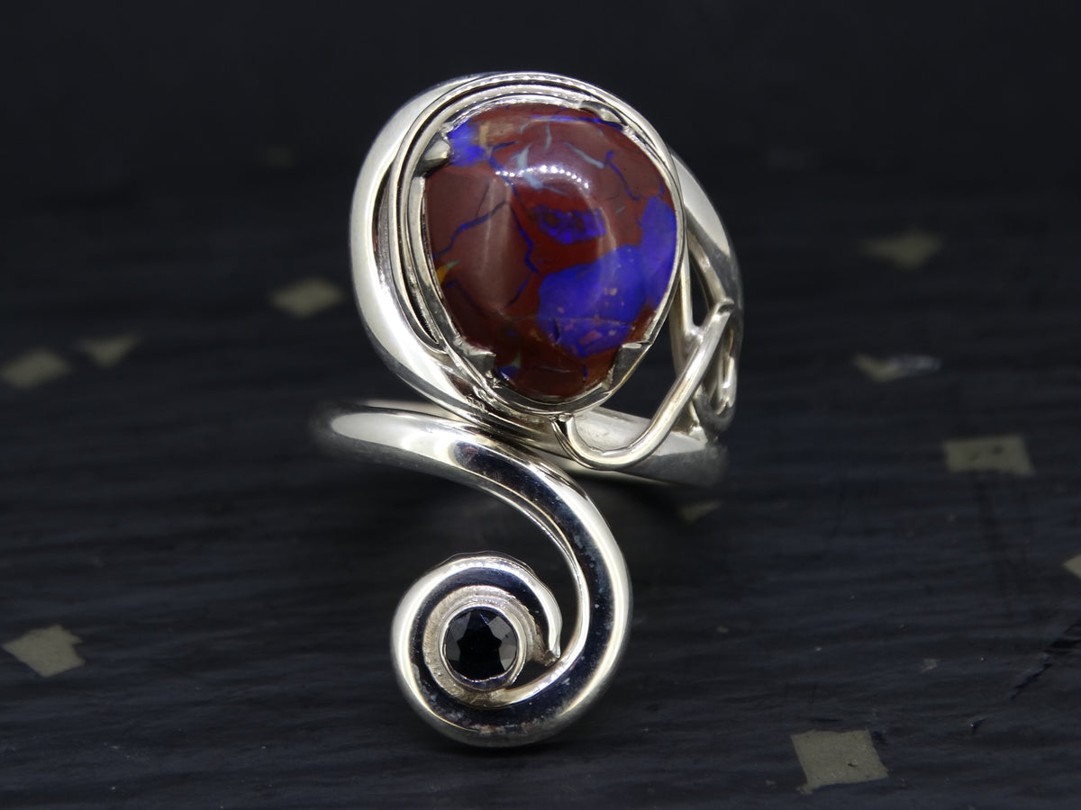 Koroit Opal and Sapphire Sterling Silver Ring