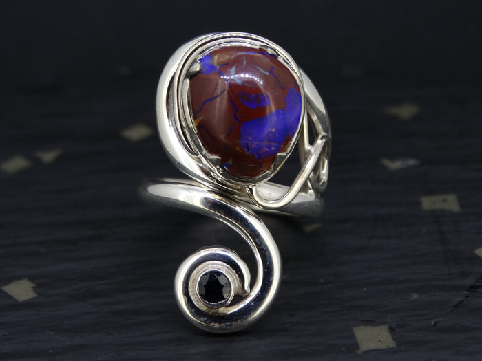 Koroit Opal and Sapphire Sterling Silver Ring