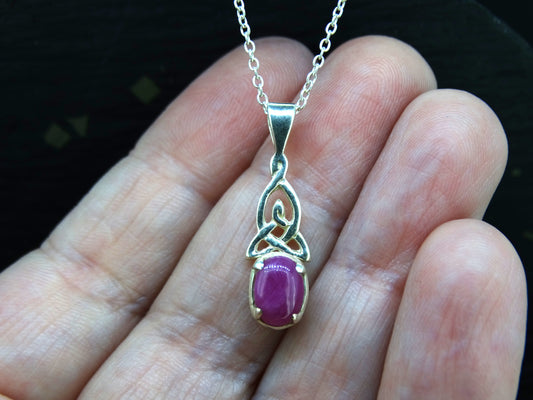 Natural Pink 1ct Ruby Sterling Silver Pendant
