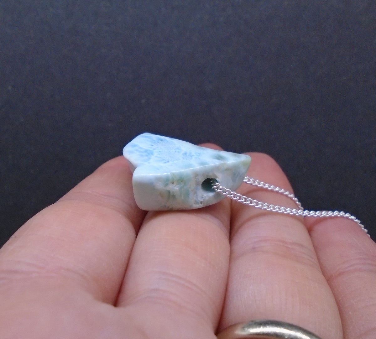 Larimar Nugget with Sterling Silver Chain