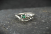 Emerald Sterling Silver Serpent Ring