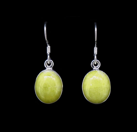 Highland Marble Oval Drop Sterling Silver Earrings