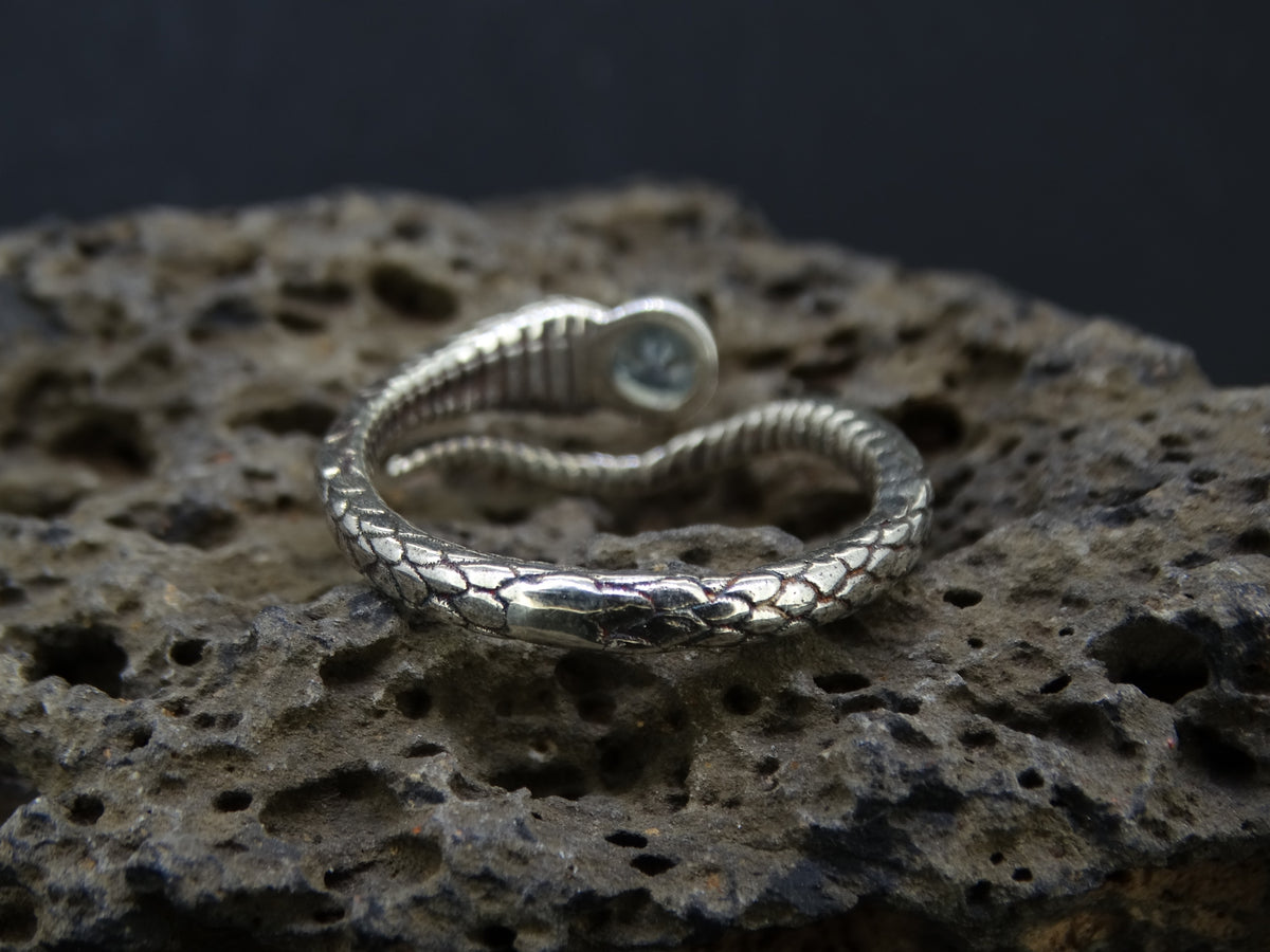 Blue Topaz Sterling Silver Serpent Ring