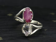 Herkimer Diamond and Ruby Sterling Silver Ring