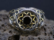 Cairngorm Quartz Scottish Gold and Silver Celtic Design Ring