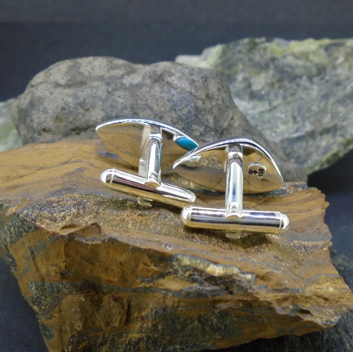 Kingman Turquoise Sterling Silver Cufflinks