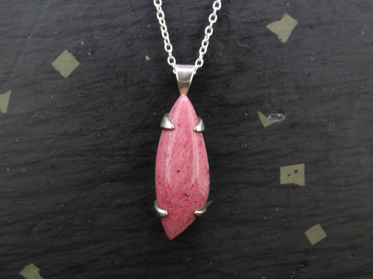 Pink Thulite Sterling Silver Claw Set Pendant