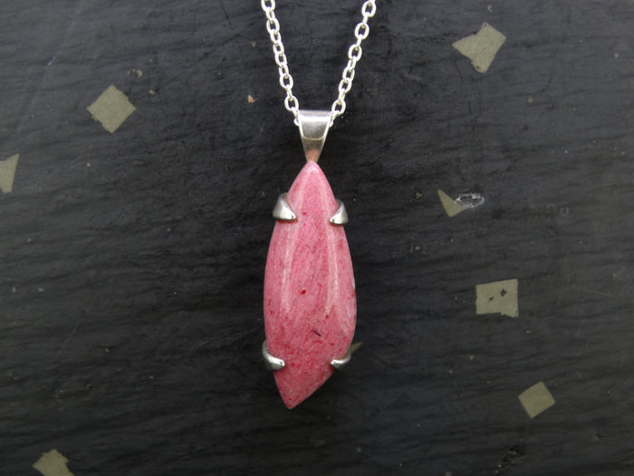 Pink Thulite Sterling Silver Claw Set Pendant
