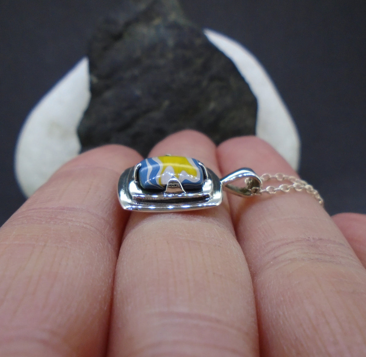 Fordite Sterling Silver Pendant