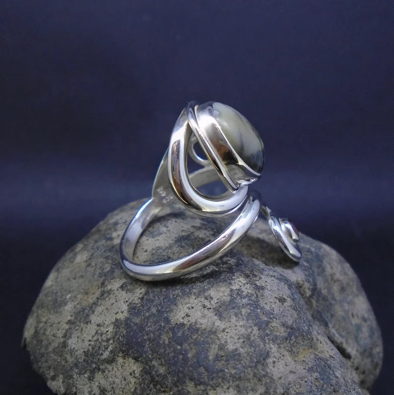 Skye Marble & Garnet Sterling Silver Ring