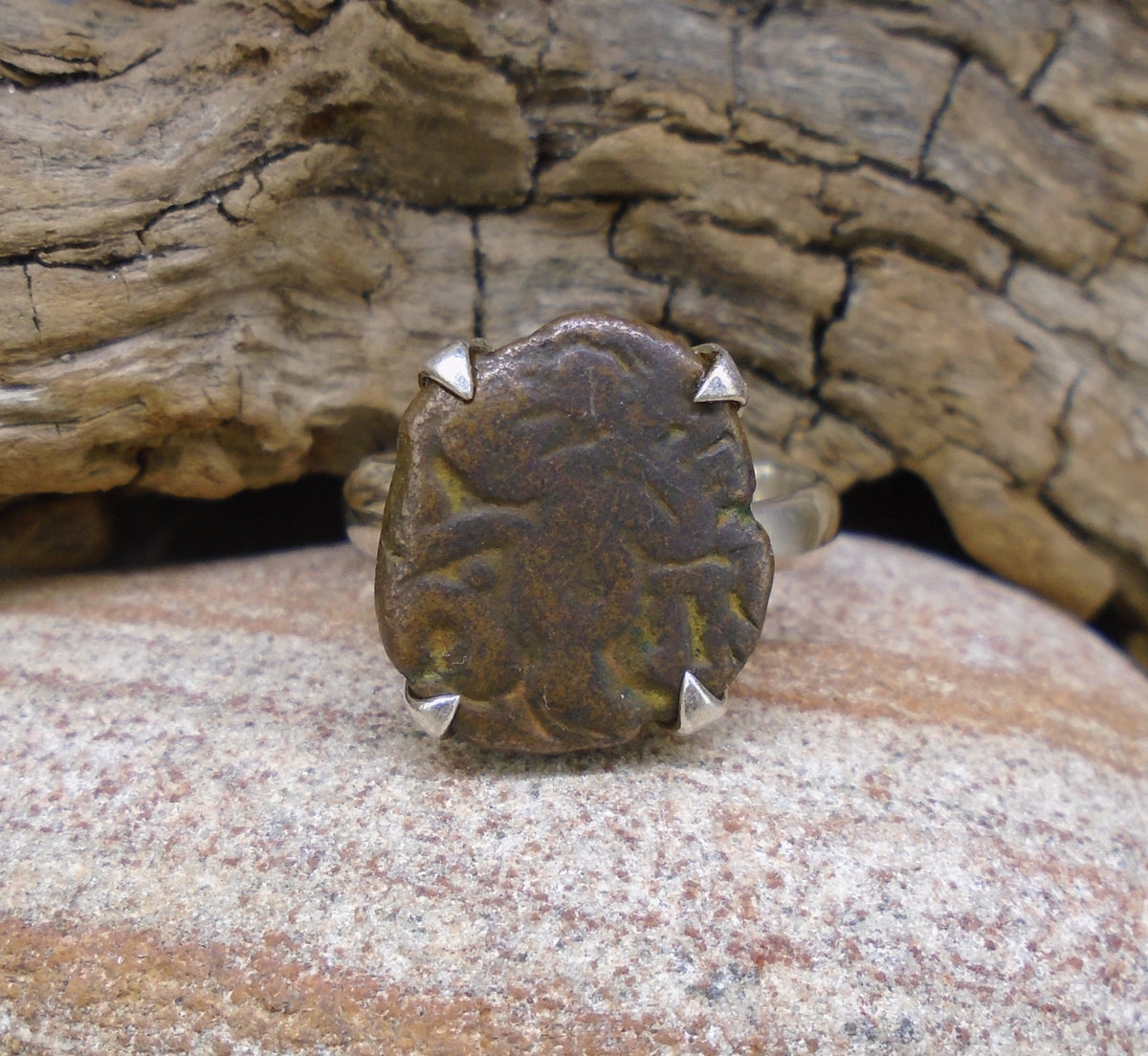 Raja Chola Empire Coin Sterling Silver Ring