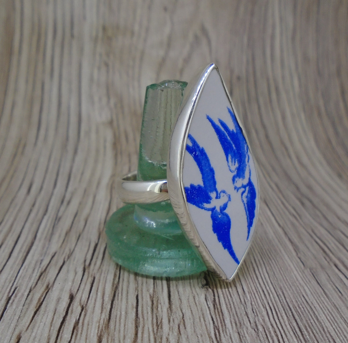 Old Willow Doves Sterling Silver Adjustable Ring