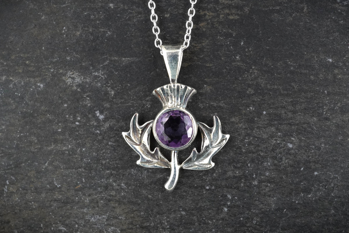 Amethyst Thistle Sterling Silver Pendant