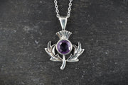 Amethyst Thistle Sterling Silver Pendant
