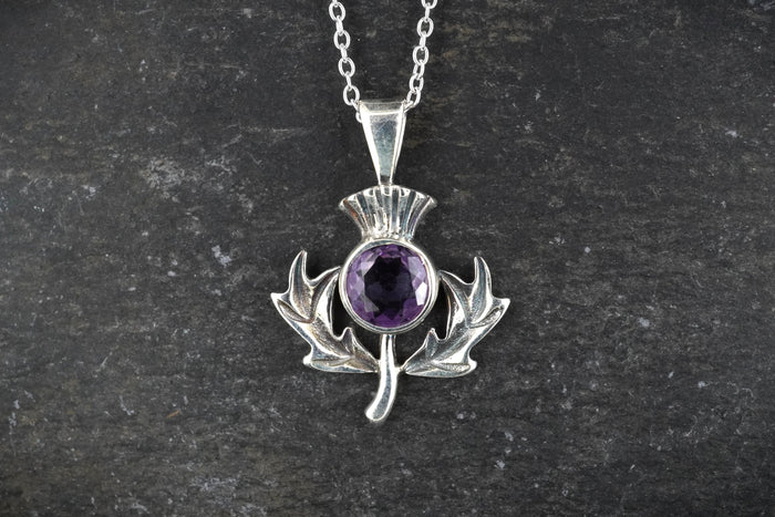 Amethyst Thistle Sterling Silver Pendant