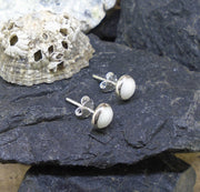 Round 6mm Iona Marble Sterling Silver Stud Earrings