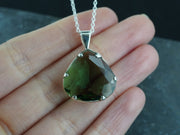 Faceted Edinburgh Sea Glass Sterling Silver Claw Set Pendant