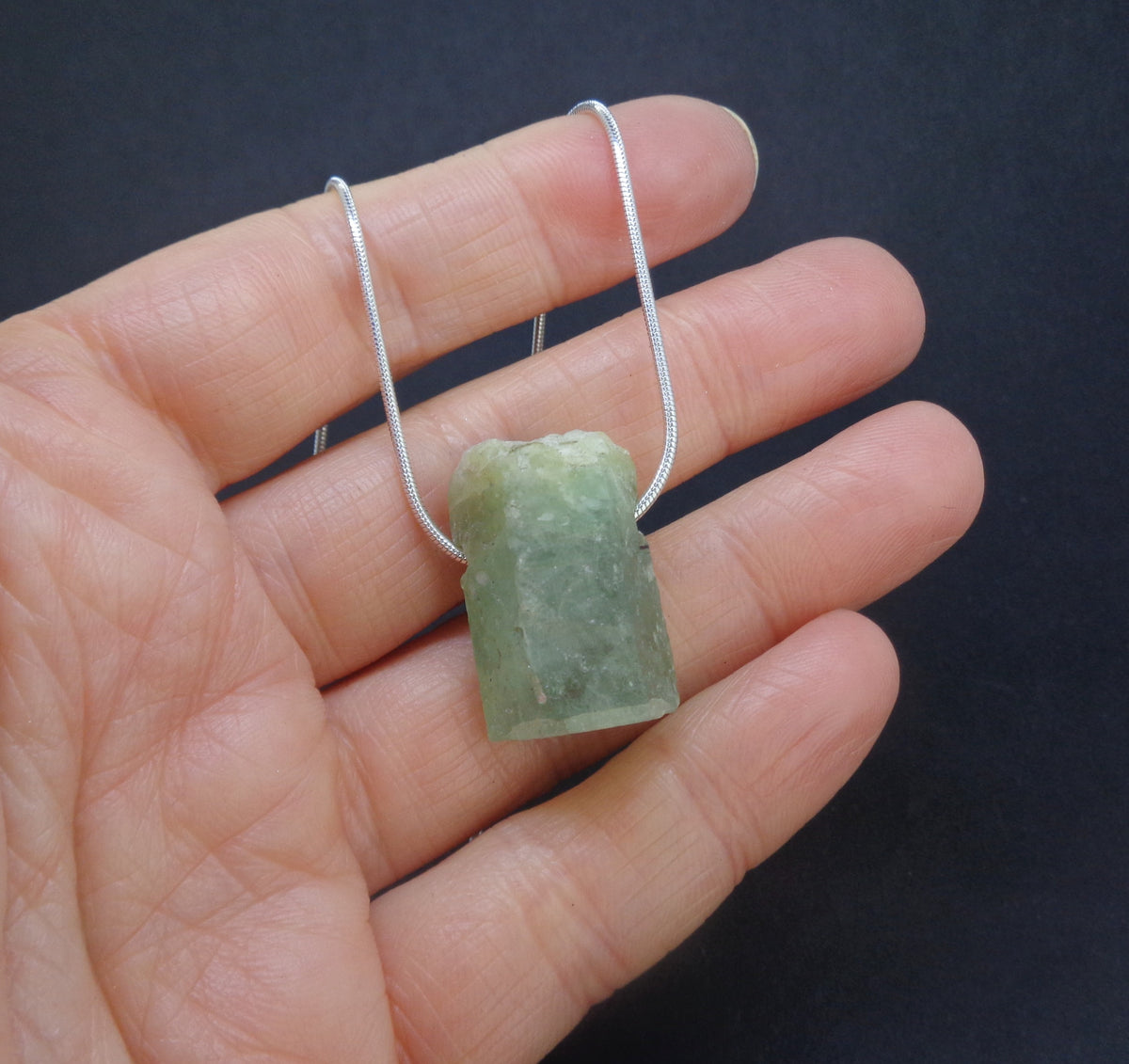 Rough Aquamarine Sterling Silver Necklace