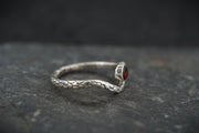 Round Garnet Sterling Silver Serpent Ring