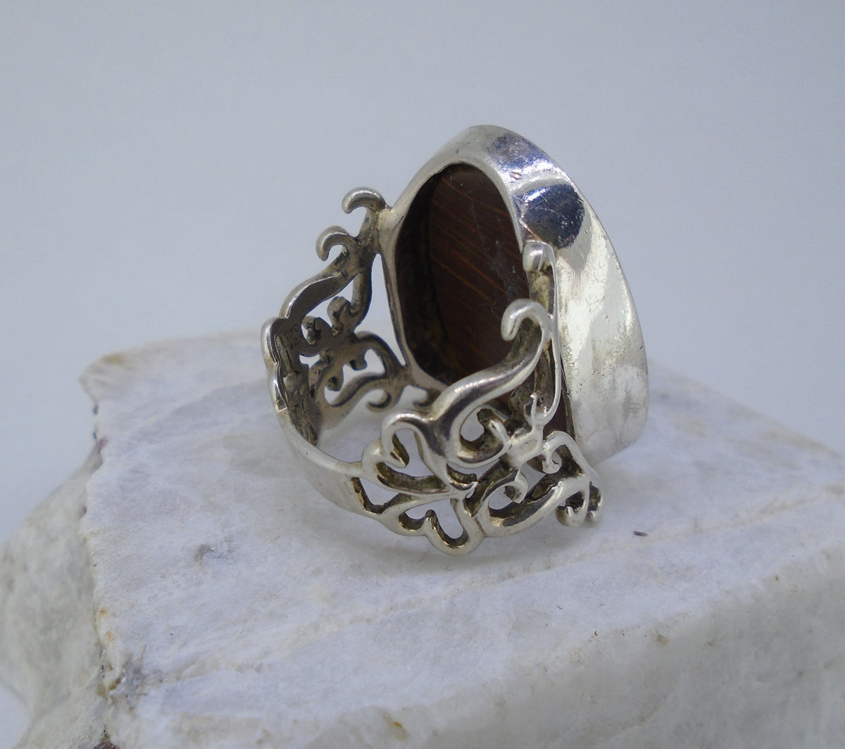 Opal Sterling Silver Filigree Ring