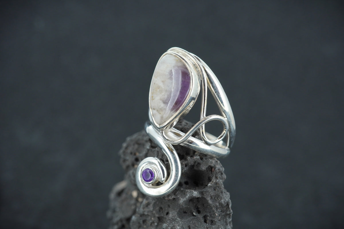 Cornish Amethyst & Amethyst Sterling Silver Ring