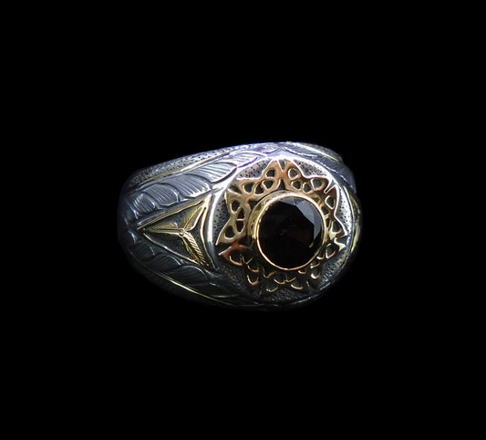 'Rìoghail' Cairngorm Quartz Celtic Ring, Sterling Silver & 18ct Gold