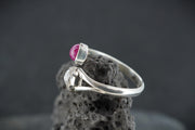 Ruby & Herkimer Diamond Two Stone Sterling Silver Ring