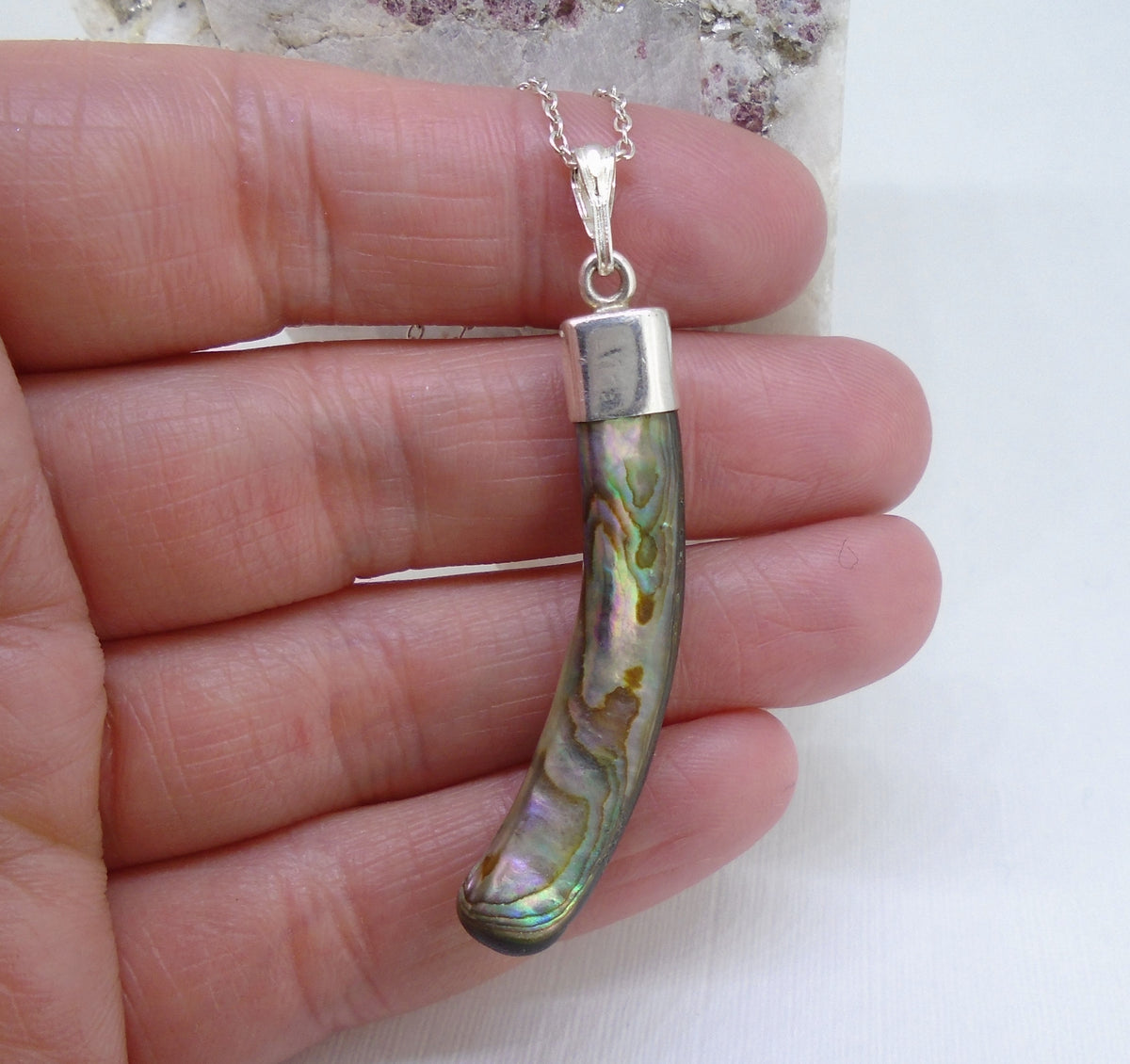 Paua Shell 'Rib' Sterling Silver Pendant