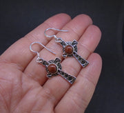 Lewisian Celtic Cross Sterling Silver Earrings