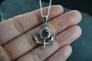Amethyst Thistle Sterling Silver Pendant & Earrings Set