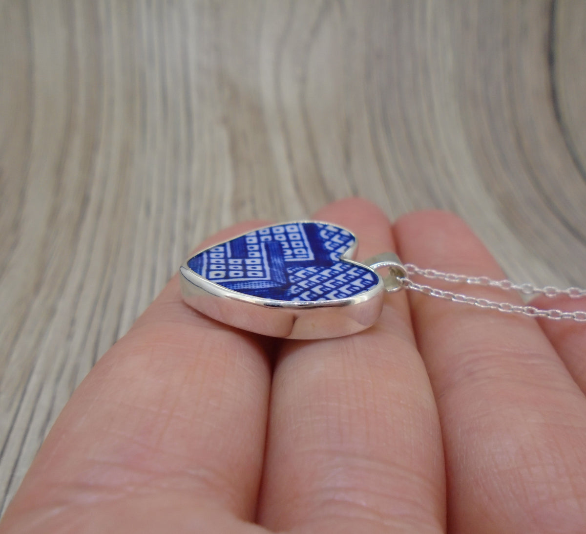 Old Willow 'Geometric' Sterling Silver Heart Pendant