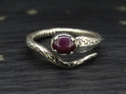 Natural Pink Star Ruby Sterling Silver Serpent Ring