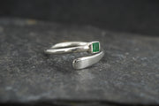 Square Emerald Sterling Silver Wrap Ring