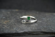 Square Emerald Sterling Silver Wrap Ring