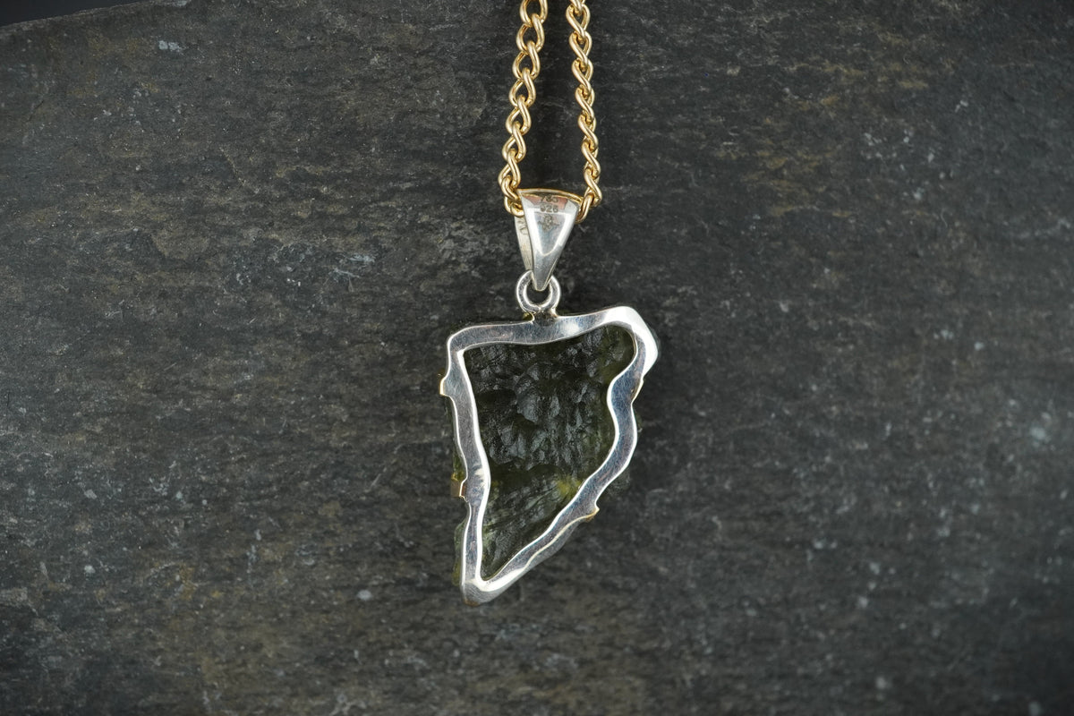 Moldavite Scottish Gold Pendant