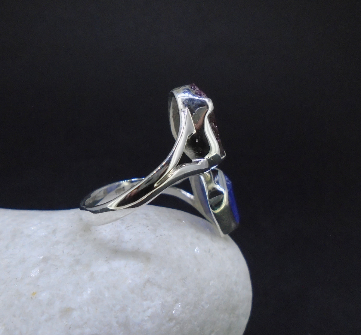 Spessartine Garnet & Blue Kyanite Sterling Silver Adjustable Ring