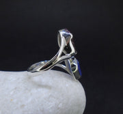 Spessartine Garnet & Blue Kyanite Sterling Silver Adjustable Ring