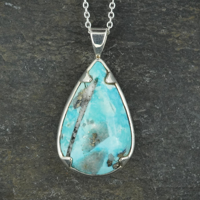 Rare Persian Turquoise Sterling Silver Pendant