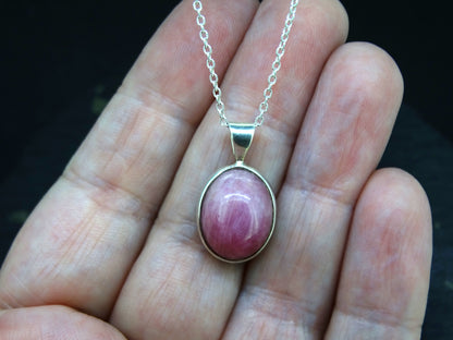 Natural Pink Ruby Sterling Silver Round Pendant