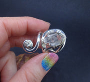 Herkimer Diamond & Zircon Sterling Silver Adjustable Ring