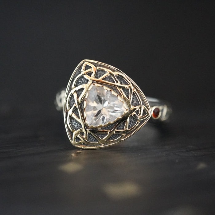 Perthshire Smoky Quartz and Elie Ruby Scottish Gold Ring
