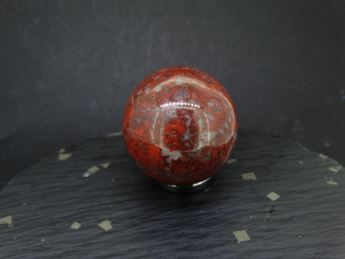 Scottish Red Jasper Ornamental Egg with Hematite