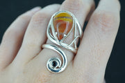 Burn Anne Agate & Sapphire Sterling Silver Ring
